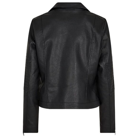 NWT Soya Concept Gunilla 7 Black Faux Leather Moto Biker Jacket - Picture 6 of 6